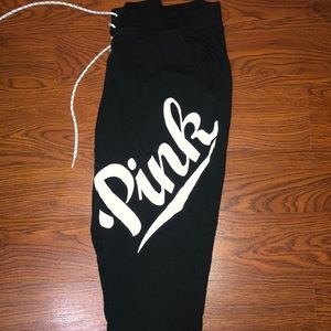 PINK black drawstring joggers